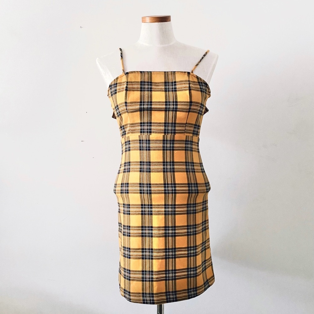 TWIK Yellow Plaid Spaghetti-Strap Dress (it’s giving Clueless)